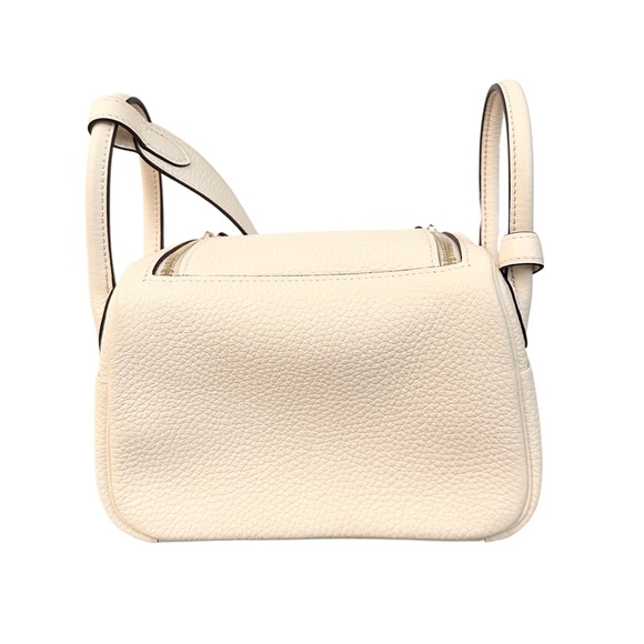 Hermès Nata Taurillon Clemence Mini Lindy 20 Cream Ivory White Gold Hardware GHW - Picture 6 of 16